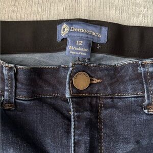 Democracy Blue Jeans with Contrast Stitching and Faded Look